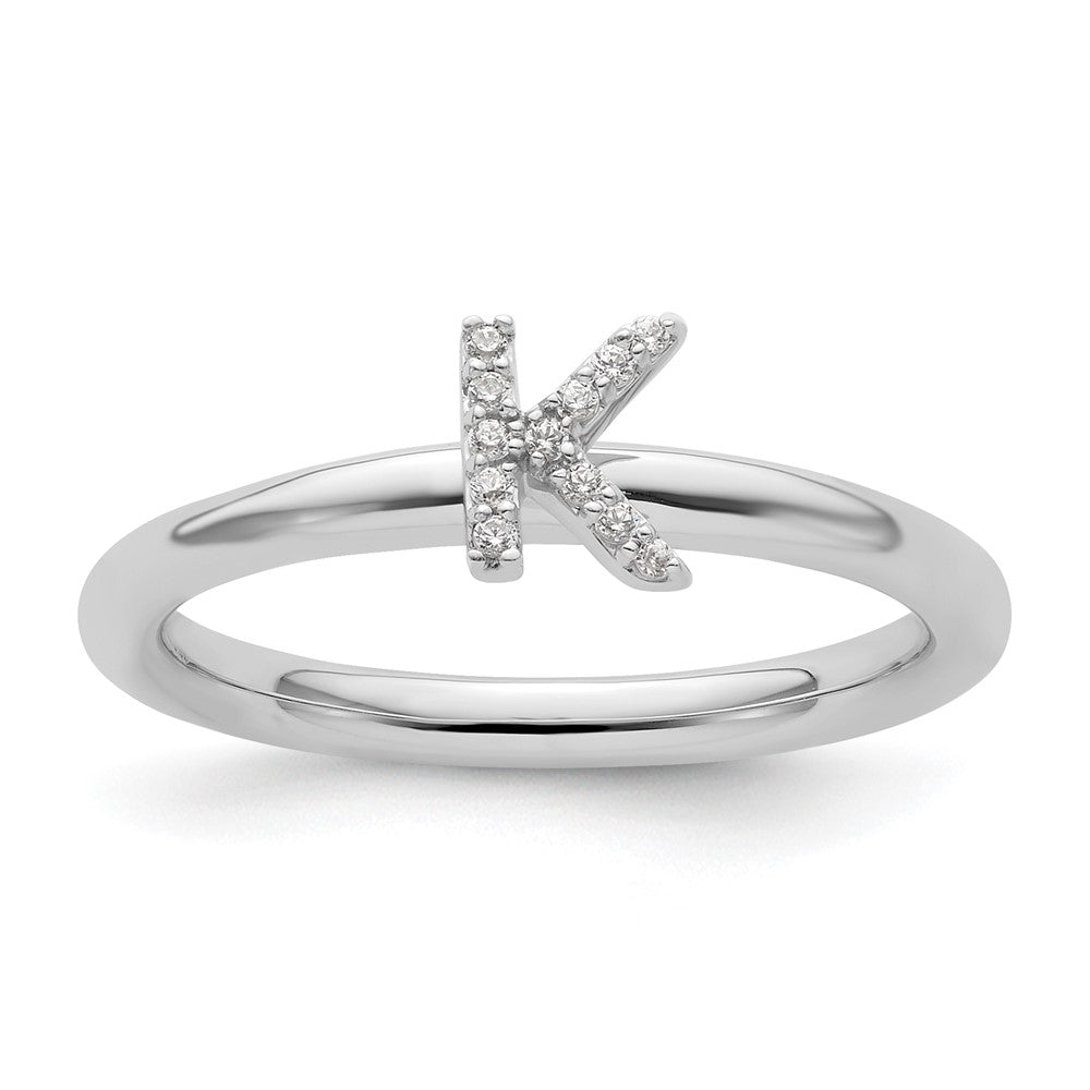 Shop Stylish 14K White Gold Diamond Initial 'K' Stackable Ring - 0.85mm