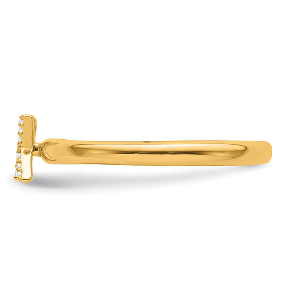14K Gold Stackable Diamond Initial K Ring