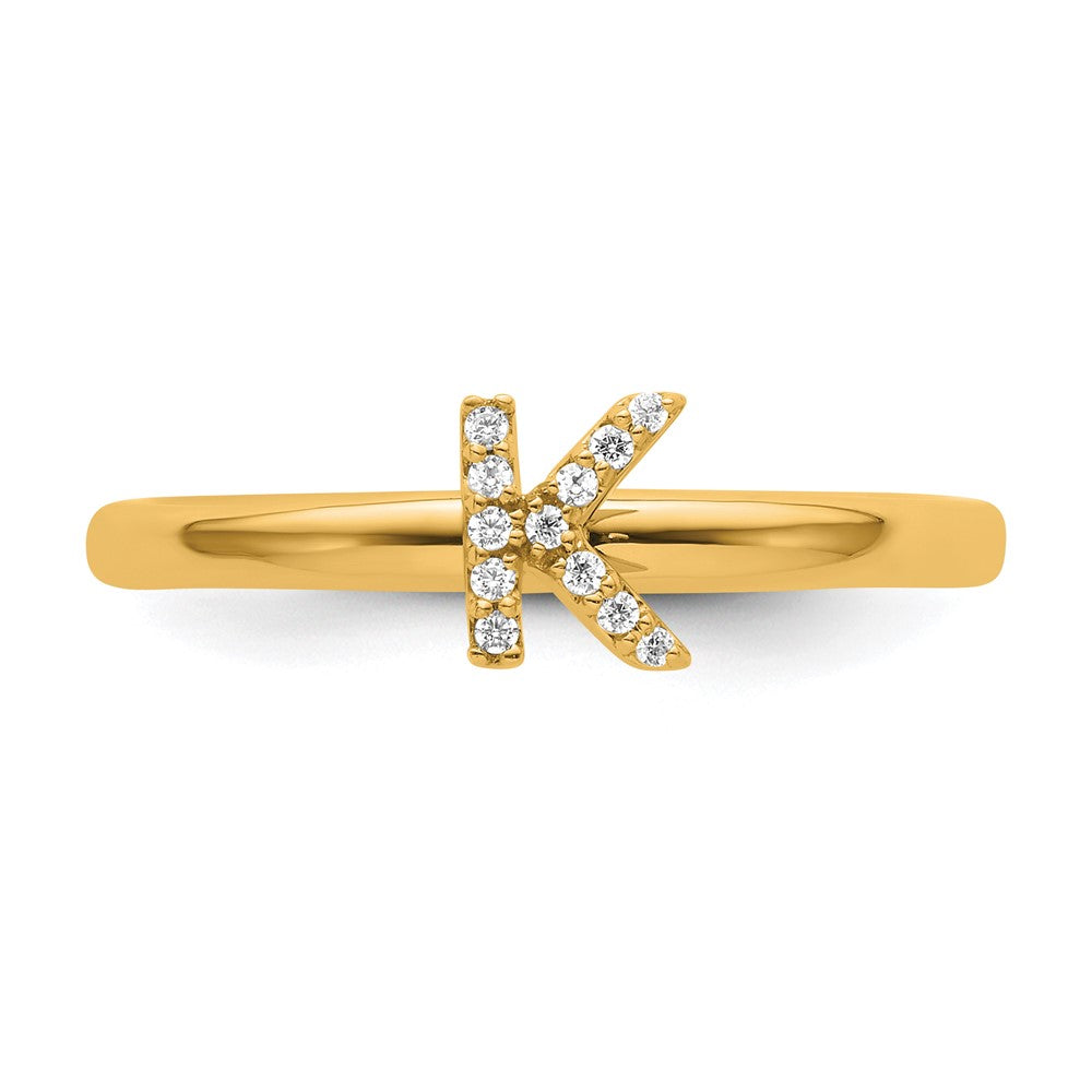 Exclusive 14K Gold Stackable Diamond Initial K Ring - Stylish Luxury Gift