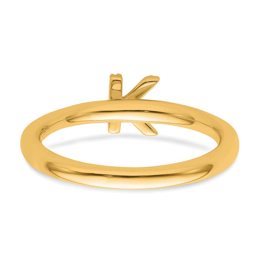 Exclusive 14K Gold Stackable Diamond Initial K Ring - Stylish Luxury Gift