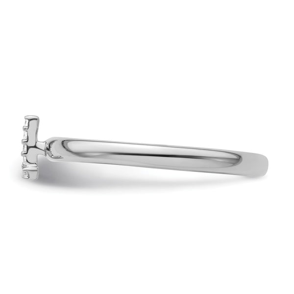 14K White Gold Diamond Initial "L" Stackable Ring - 0.85mm
