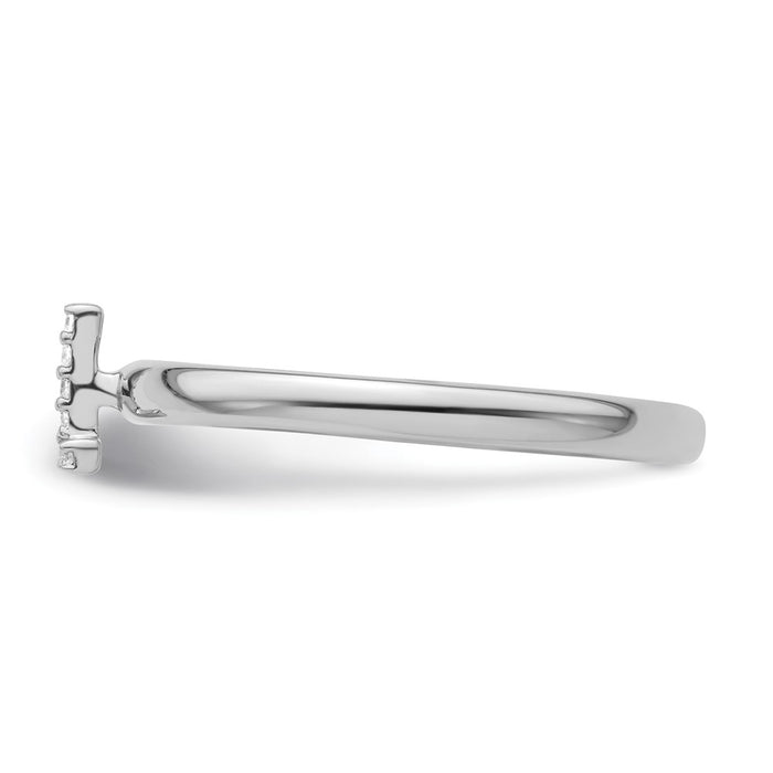 Buy Stylish 14K White Gold Diamond Initial "L" Stackable Ring - 0.85mm-2