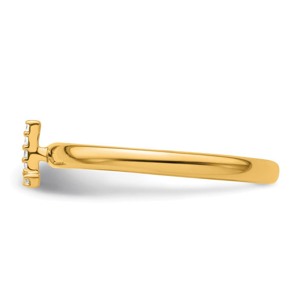 14K Gold Stackable Diamond Initial 'L' Ring