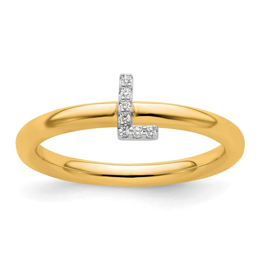 Buy Stylish 14K Gold Stackable Diamond Initial 'L' Ring - Elegant Design