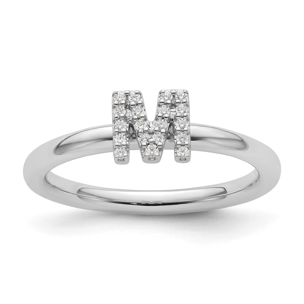 Buy Exclusive 14K White Gold Diamond Initial "M" Stackable Ring - Stylish Value