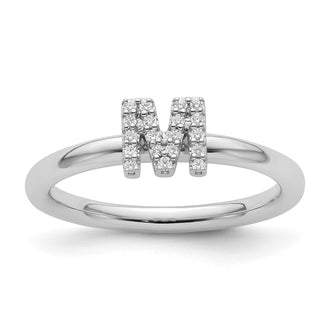 Buy Exclusive 14K White Gold Diamond Initial "M" Stackable Ring - Stylish Value