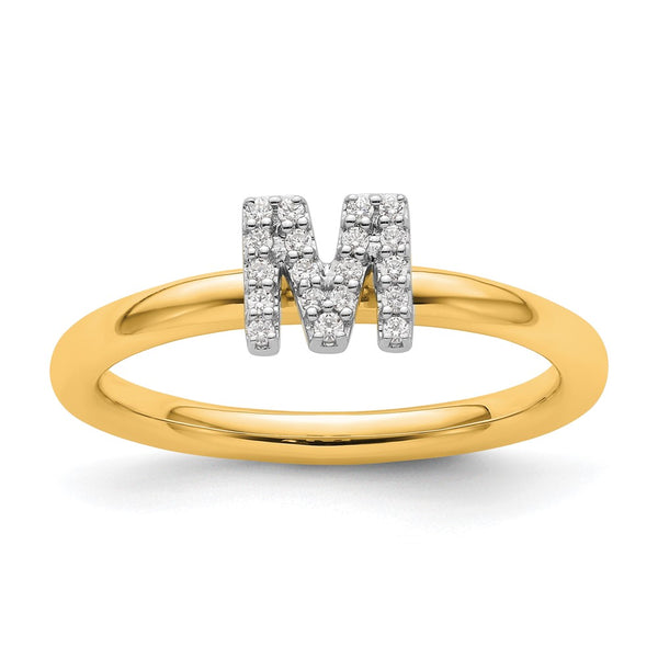14K Gold Stackable Diamond Initial "M" Ring