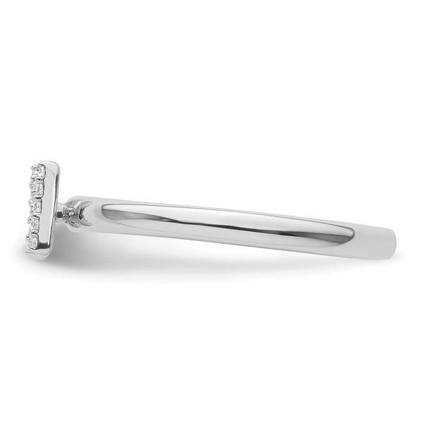 14K White Gold Diamond Initial "N" Stackable Ring