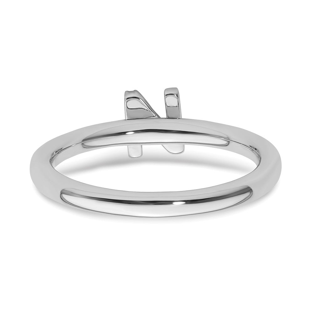 Shop Stylish 14K White Gold Diamond Initial "N" Stackable Ring - Affordable Luxury