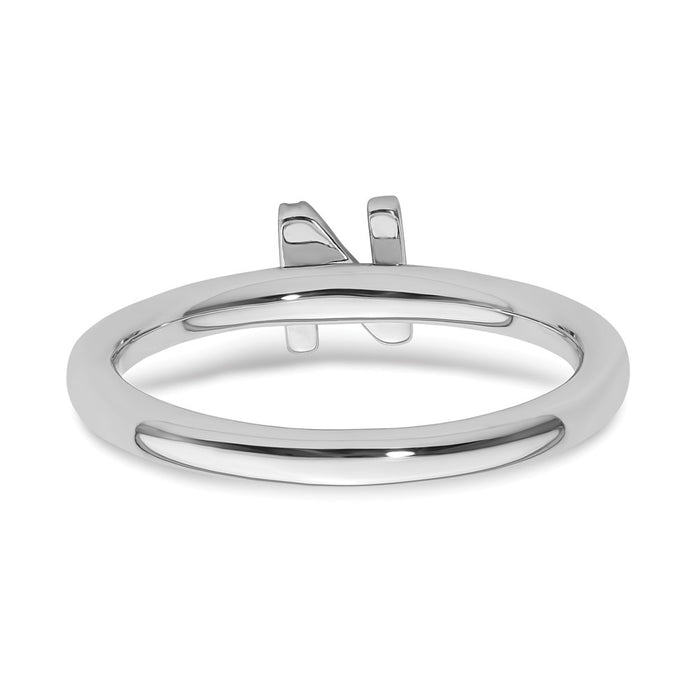 Shop Stylish 14K White Gold Diamond Initial "N" Stackable Ring - Affordable Luxury-4