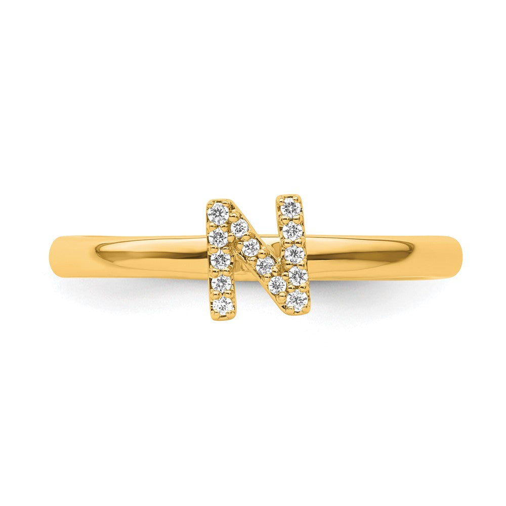 Shop Exclusive 14K Gold Stackable Diamond Initial N Ring - Stylish Luxury Jewelry