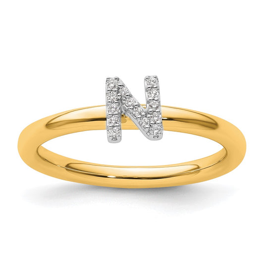 Shop Exclusive 14K Gold Stackable Diamond Initial N Ring - Stylish Luxury Jewelry