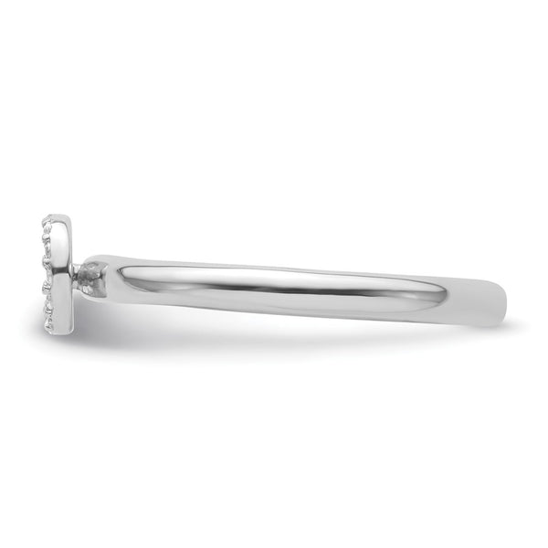 14K White Gold Diamond Initial "O" Stackable Ring