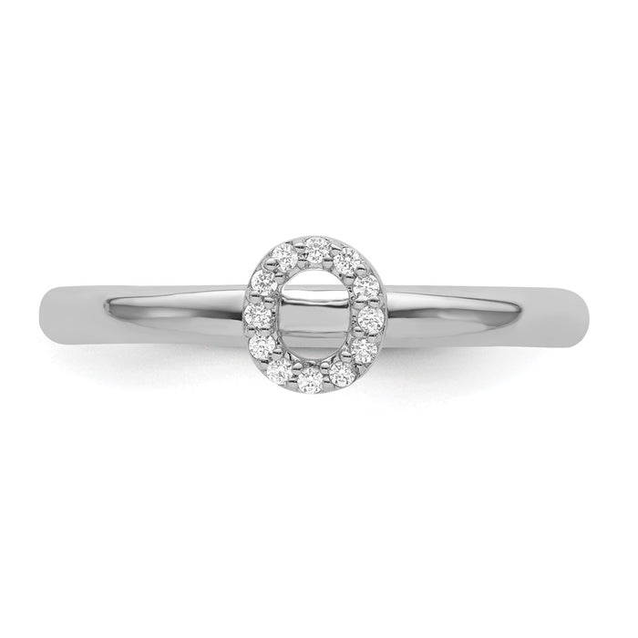 Buy Stylish 14K White Gold Diamond Initial "O" Stackable Ring - Luxury Value-3