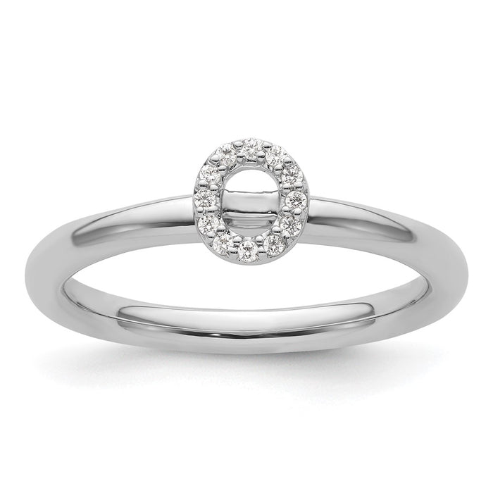 Buy Stylish 14K White Gold Diamond Initial "O" Stackable Ring - Luxury Value-1