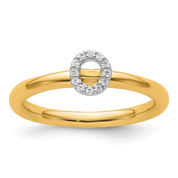 14K Gold Stackable Diamond Initial "O" Ring
