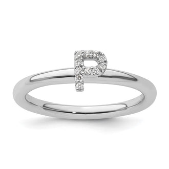Exclusive 14K White Gold Diamond Initial P Stackable Ring - Stylish Value!