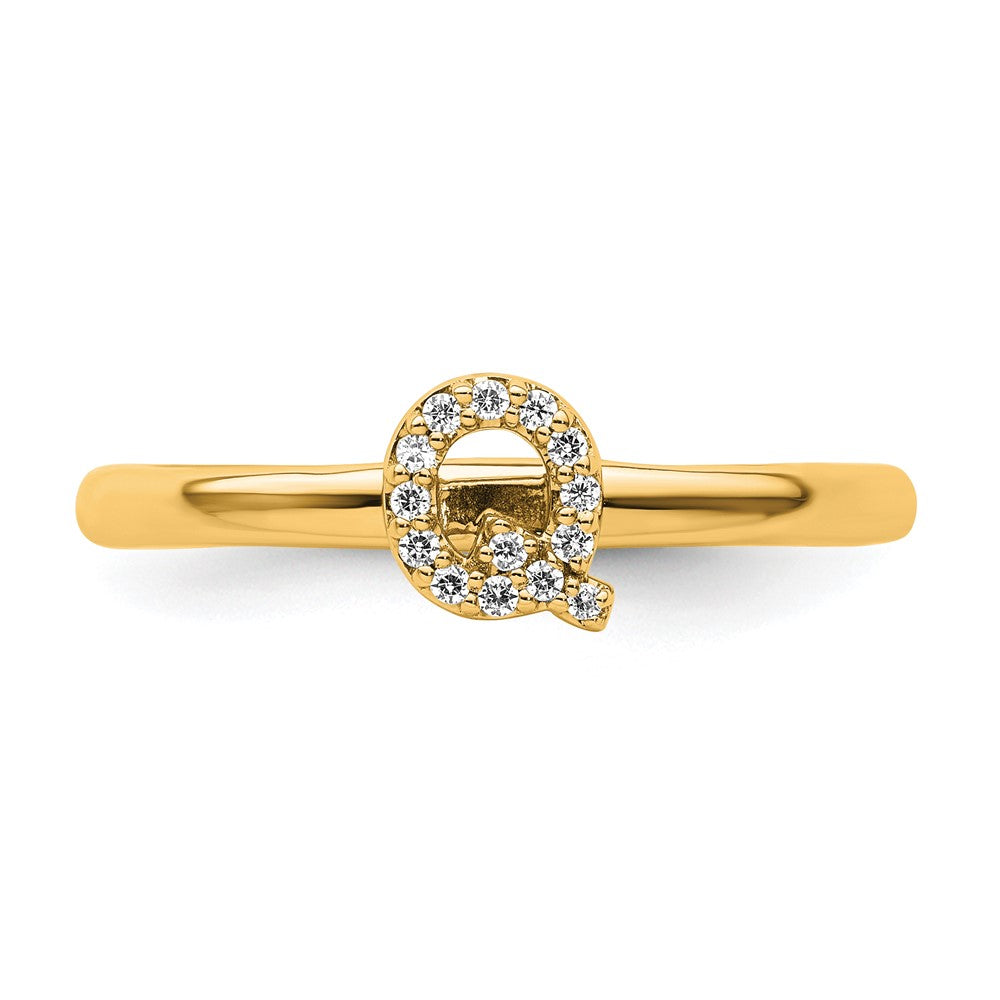 Buy Stylish 14K Gold Stackable Diamond Initial "Q" Ring - Luxury Value!