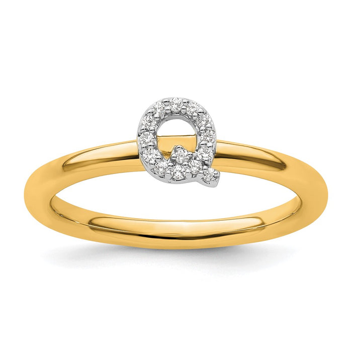 Buy Stylish 14K Gold Stackable Diamond Initial "Q" Ring - Luxury Value!-1