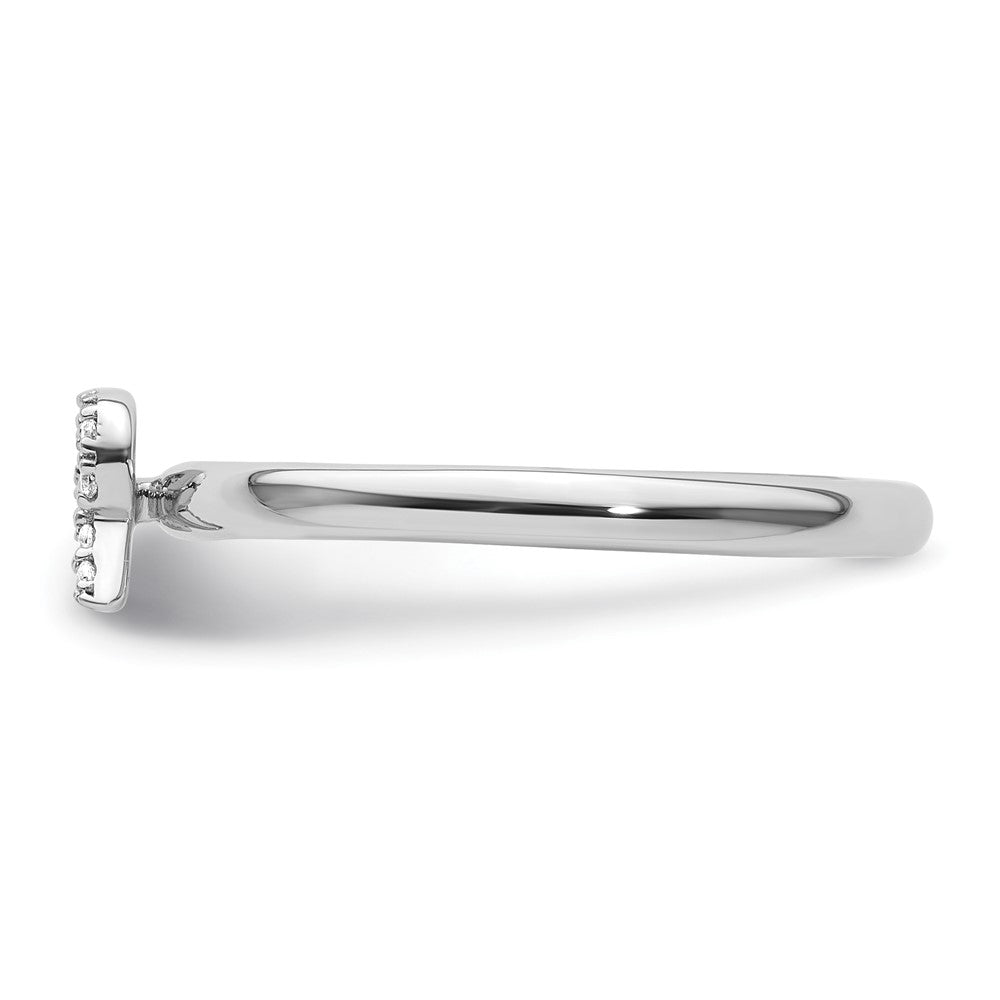 Shop Stylish 14K White Gold Stackable Diamond "R" Initial Ring - 0.85mm