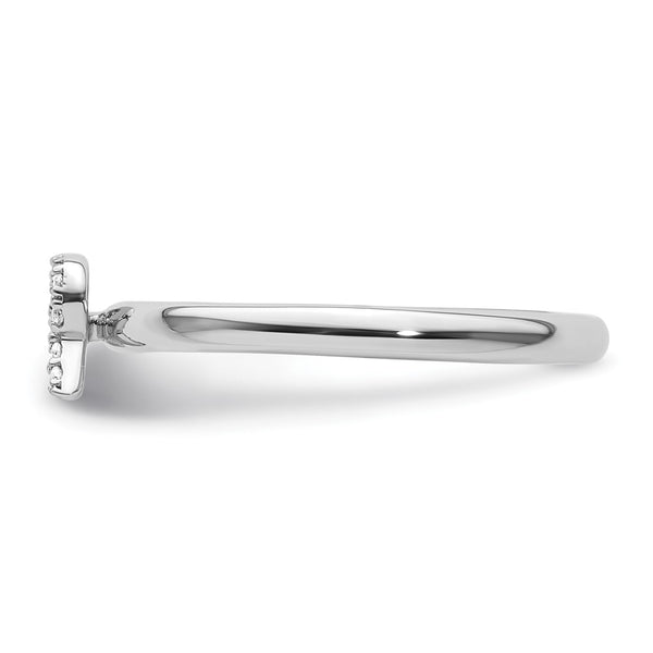 14K White Gold Stackable Diamond "R" Initial Ring - 0.85mm