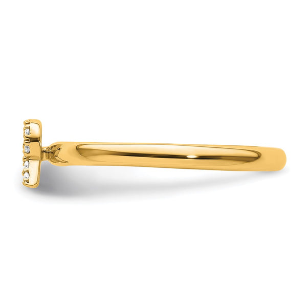 14K Gold Stackable Diamond Initial "R" Ring