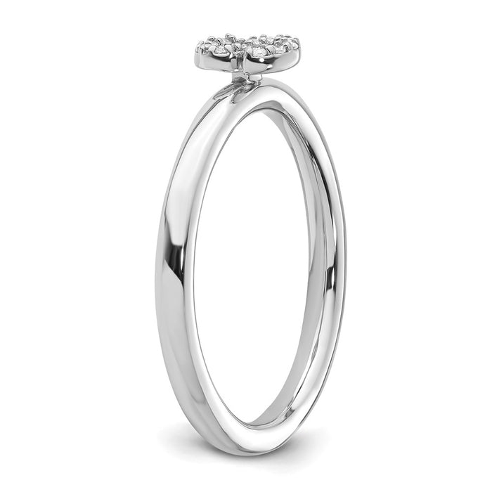 Exclusive 14K White Gold Diamond Initial S Stackable Ring - Stylish Value!-4