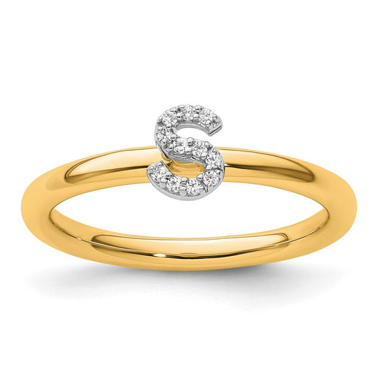 Shop Stylish 14K Gold Stackable Diamond Initial S Ring - Affordable Luxury!