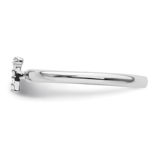 14K White Gold Diamond Initial T Stackable Ring