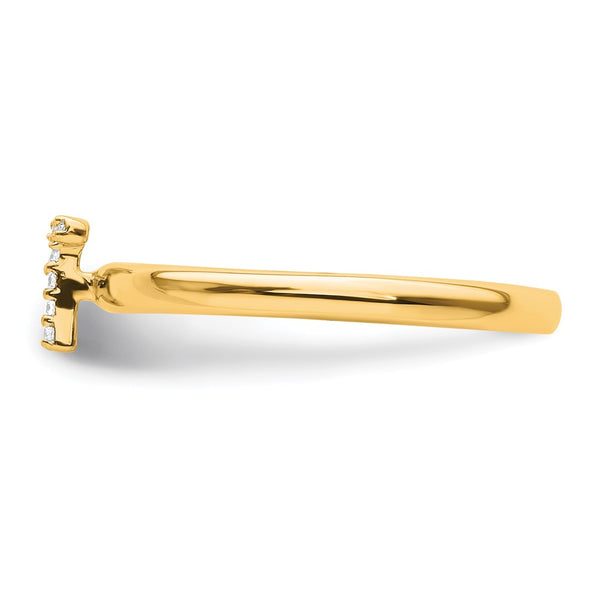 14K Gold Stackable Diamond Initial T Ring