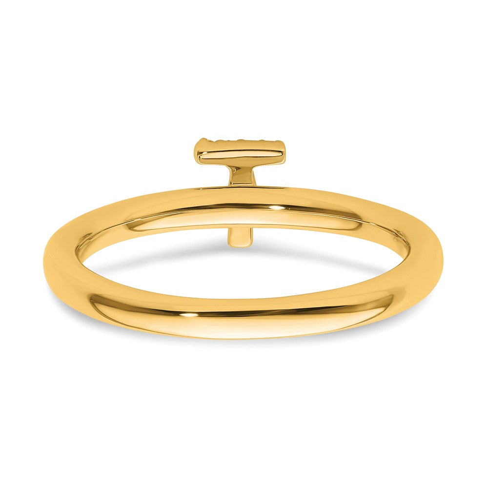Shop Stylish 14K Gold Stackable Diamond Initial T Ring - Luxury Design