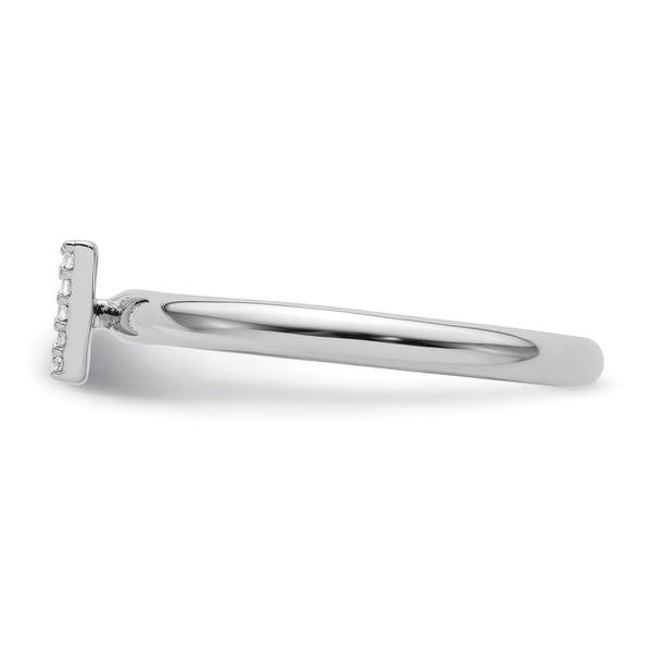 14K White Gold Diamond Initial V Stackable Ring