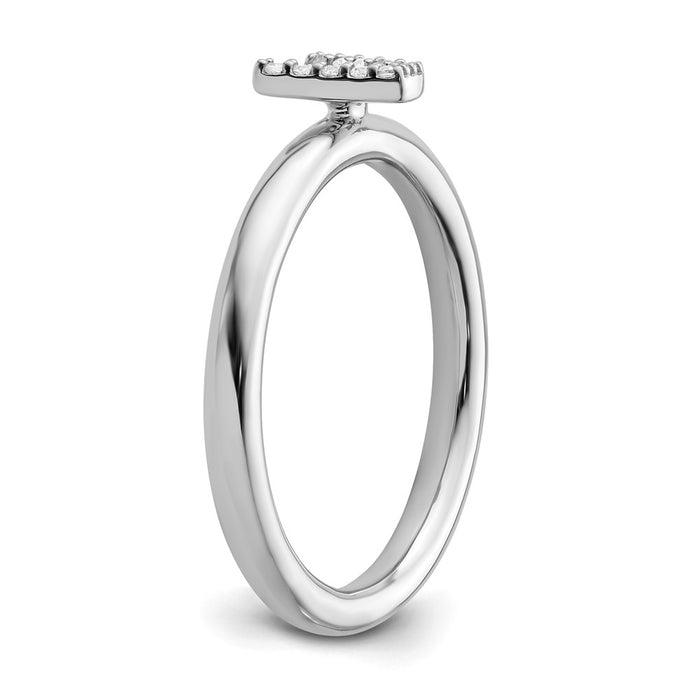 High-Quality 14K White Gold Diamond Initial V Stackable Ring - Stylish Value!-5