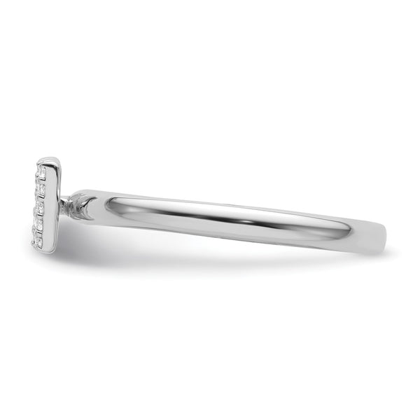 14K White Gold Diamond Initial "W" Stackable Ring