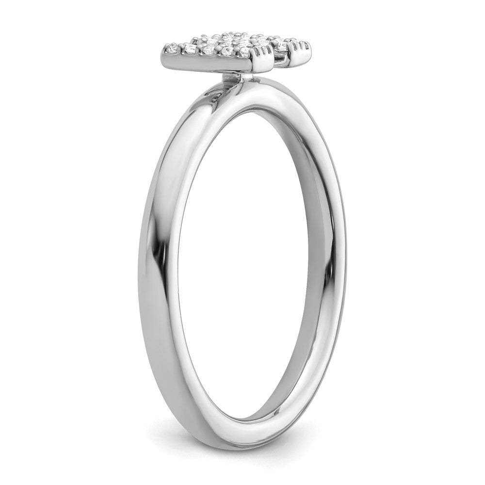 Shop Exclusive 14K White Gold Diamond Initial "W" Stackable Ring - Stylish Value