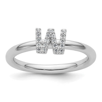 Shop Exclusive 14K White Gold Diamond Initial "W" Stackable Ring - Stylish Value