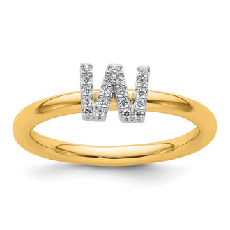 Shop High-Quality 14K Gold Stackable Diamond Initial "W" Ring - Stylish Value!
