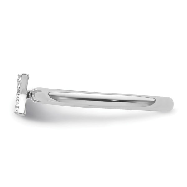 14K White Gold Diamond Initial X Stackable Ring