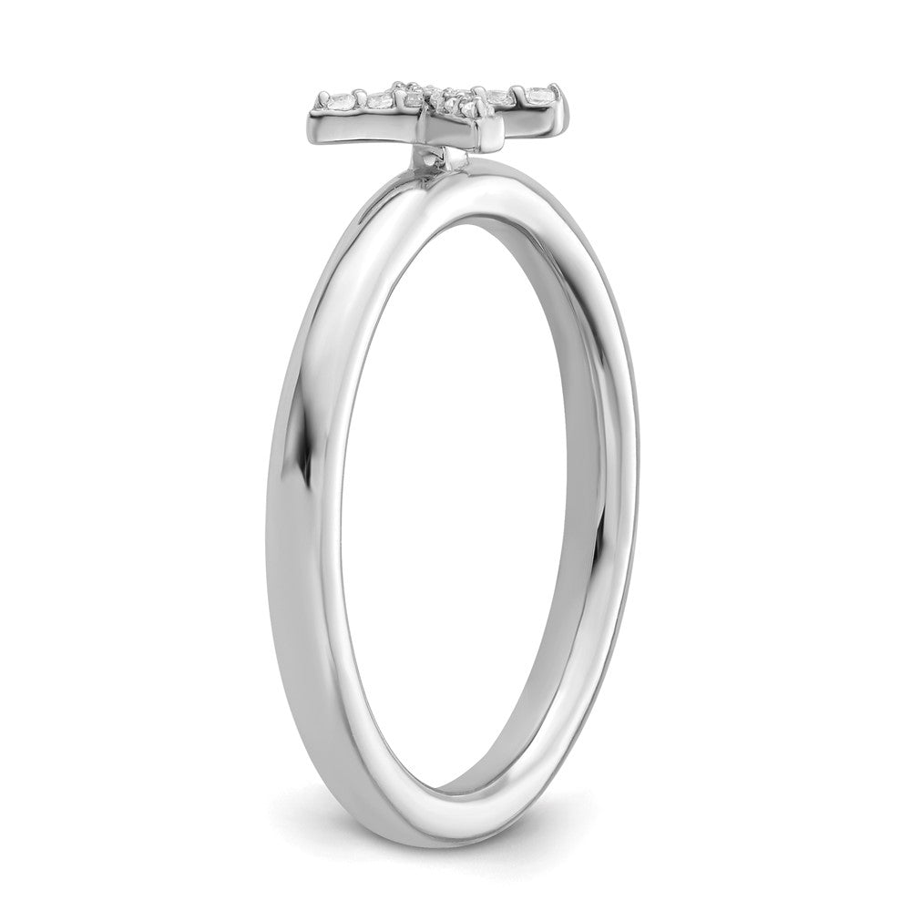 High-Quality 14K White Gold Diamond Initial X Stackable Ring - Stylish Value!