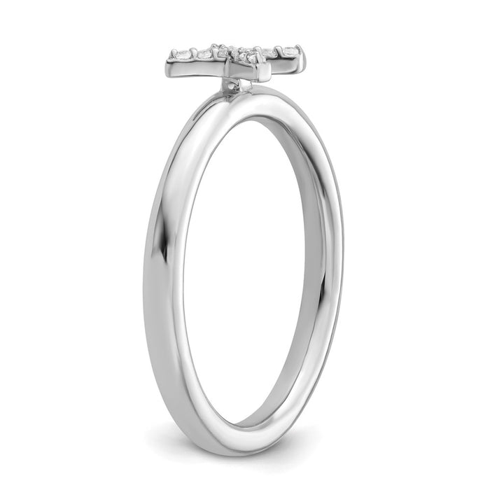 High-Quality 14K White Gold Diamond Initial X Stackable Ring - Stylish Value!-5