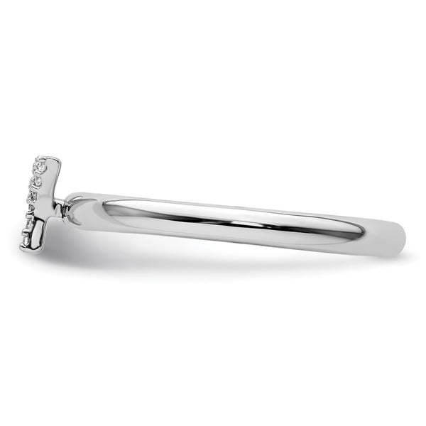 14K White Gold Diamond Initial Y Stackable Ring