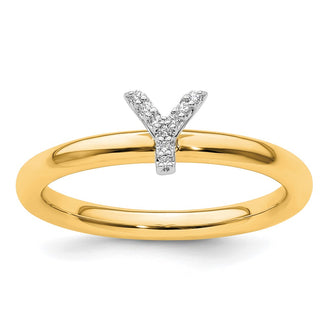 High-Quality 14K Gold Stackable Diamond Initial Y Ring - Stylish Luxury Value