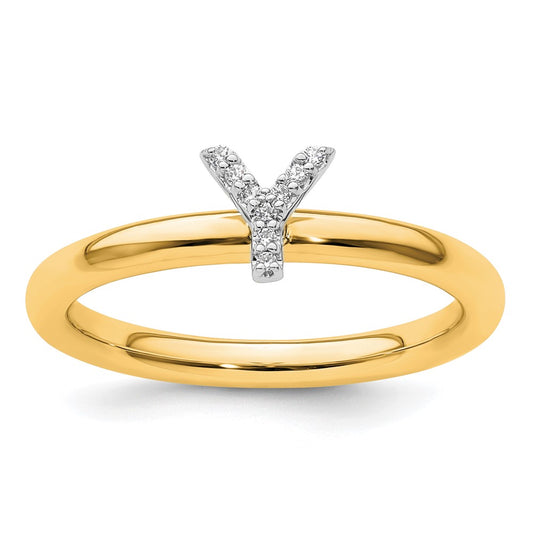 High-Quality 14K Gold Stackable Diamond Initial Y Ring - Stylish Luxury Value