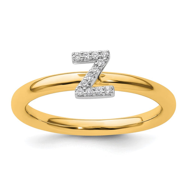 14K Gold Stackable Diamond Initial Z Ring