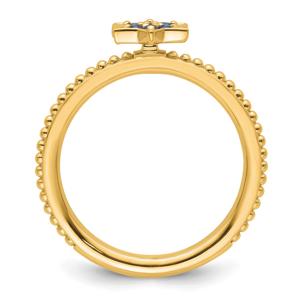 High-Quality 14K Gold Stackable Created Sapphire Star Ring - Stylish Value!