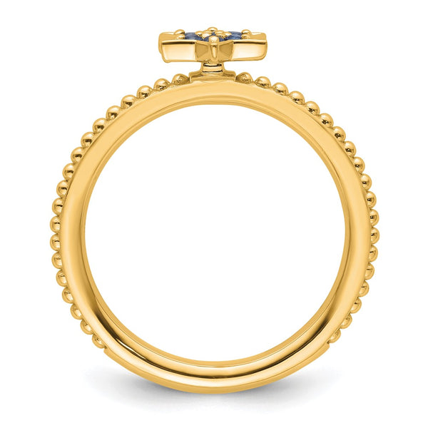 14K Gold Stackable Created Sapphire Star Ring