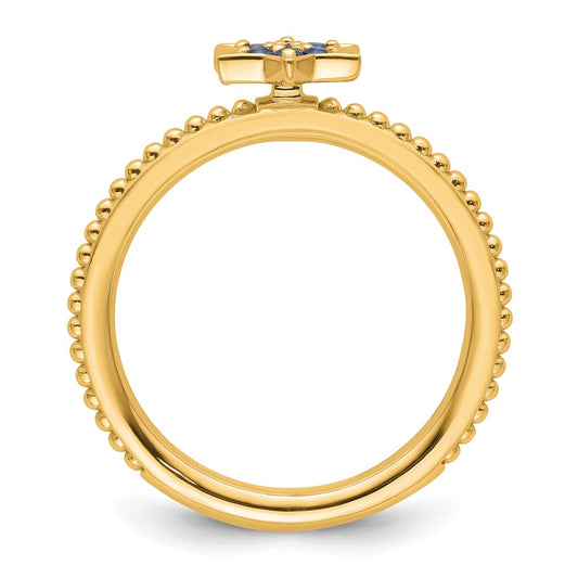 High-Quality 14K Gold Stackable Created Sapphire Star Ring - Stylish Value!