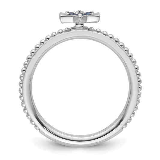 Order 14K White Gold Stackable Created Sapphire Star Ring - Stylish Luxury