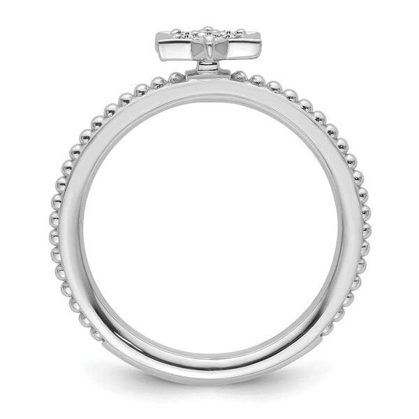14K White Gold Diamond Star Stackable Ring - Style GR1-1011127