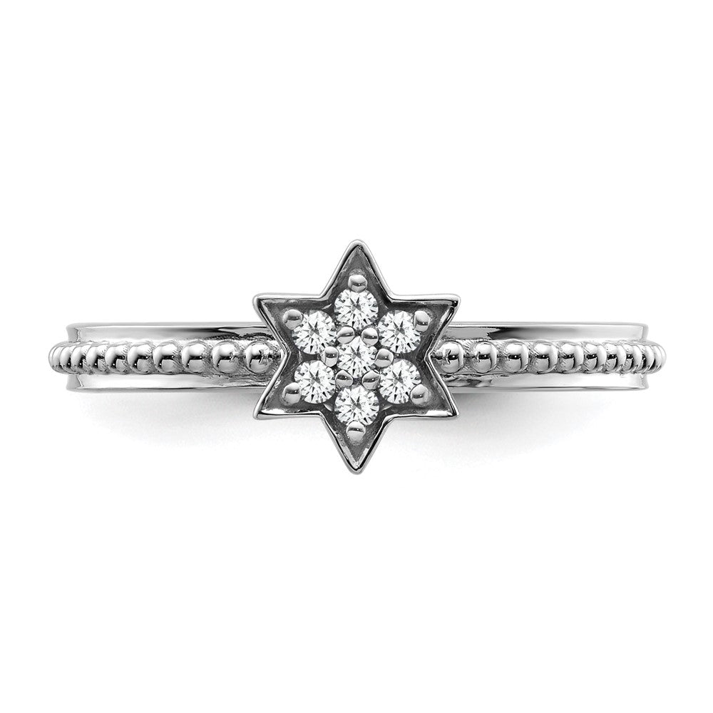 Exclusive 14K White Gold Diamond Star Stackable Ring - Stylish & Affordable